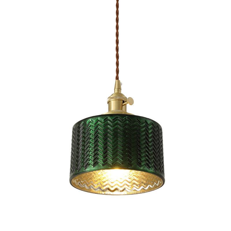Vintage Green Brass Glass Chandelier Pendant Light for Kitchen Island