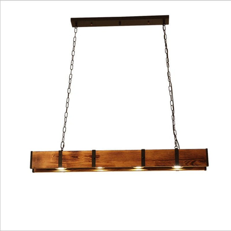 Rustic Vintage Wooden LED Island Chandelier for Dining Room Lighting