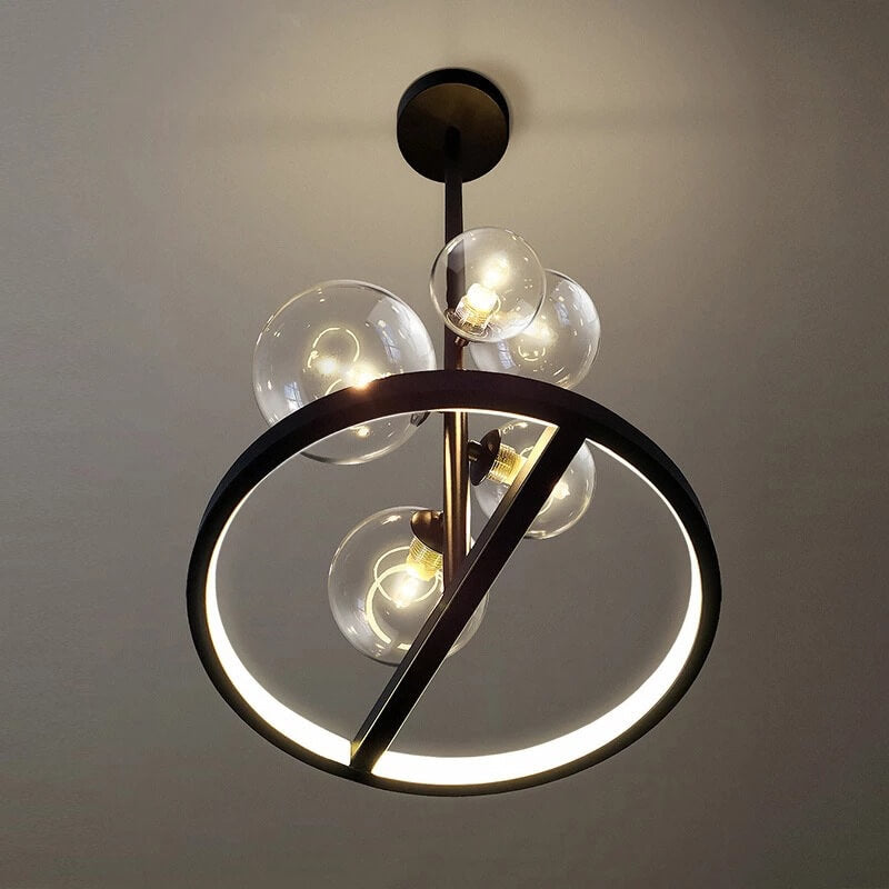 Modern Nordic Clear Glass Round Bubble 5-Light Chandelier for Dining Room
