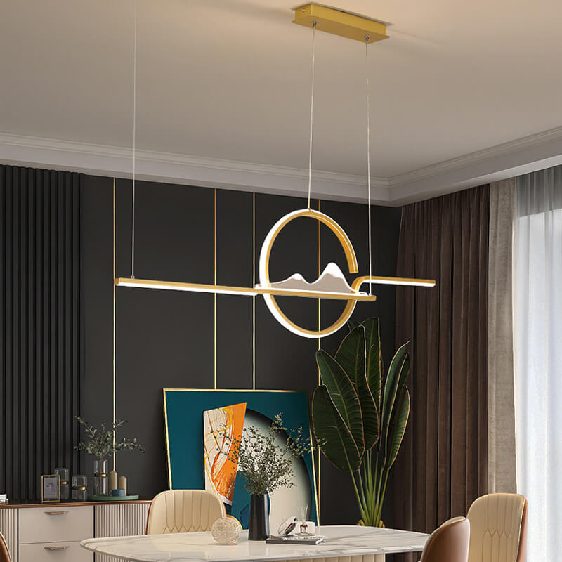 Contemporary Black LED Chandelier Pendant Light for Dining Room & Foyer