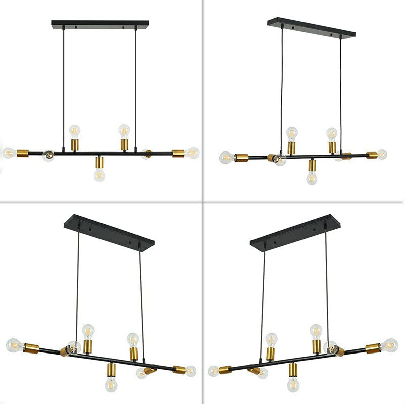 Industrial Iron 7-Light Long Line Chandelier Pendant for Dining Room