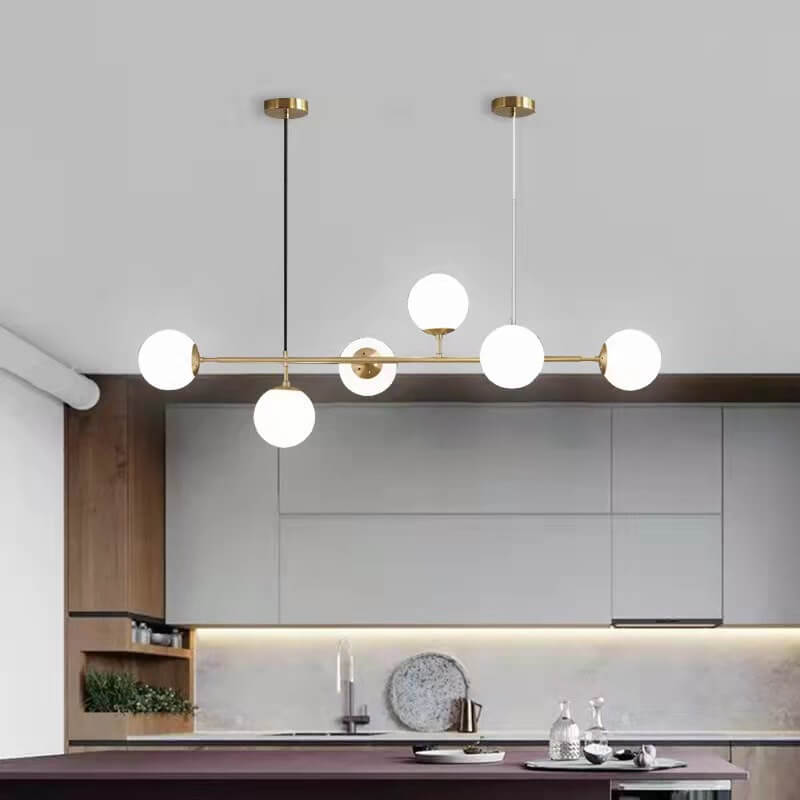 Vibrant Nordic Minimalist 6-Light Glass Orb Chandelier for Kitchen Island