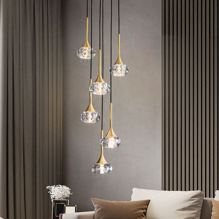 Elegant Brass Crystal Island Chandelier for Dining Room & Kitchen