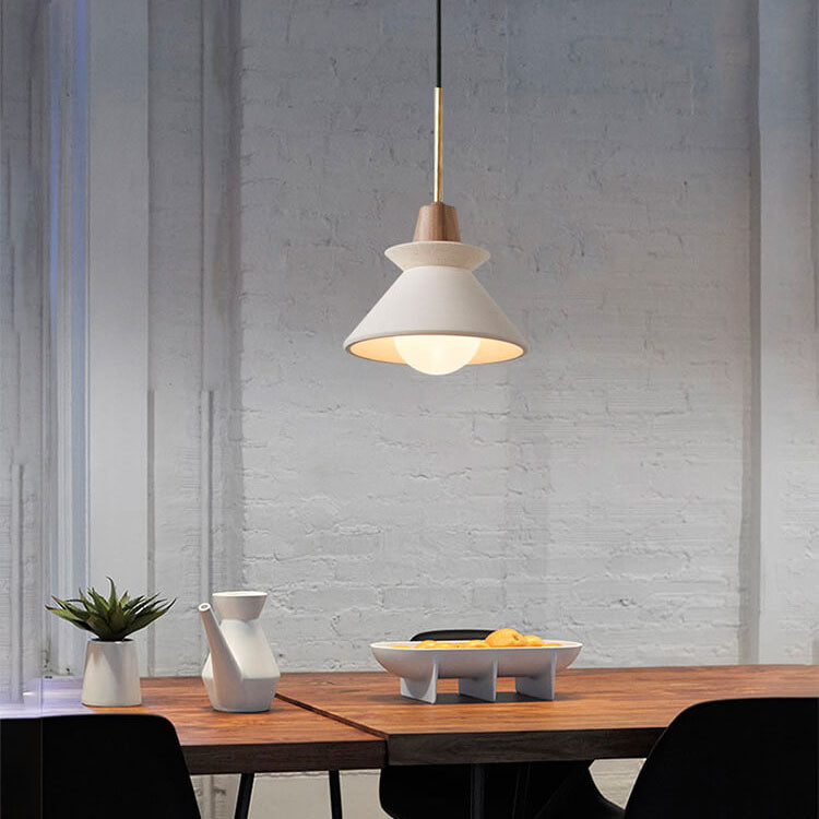 White Cement Nordic Minimalist Tapered Pendant Light for Modern Spaces