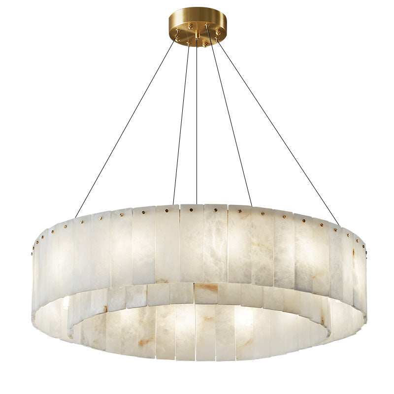 Modern Round Copper Stone Chandelier with 8/12/14 Lights for Living Room