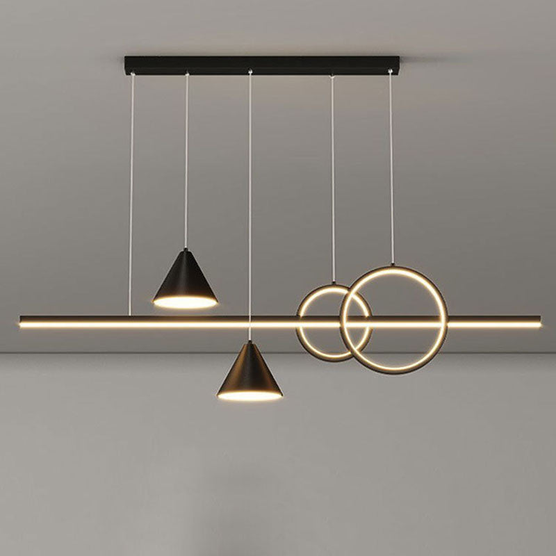 Contemporary Black Iron & Acrylic LED Chandelier for Dining Room Island