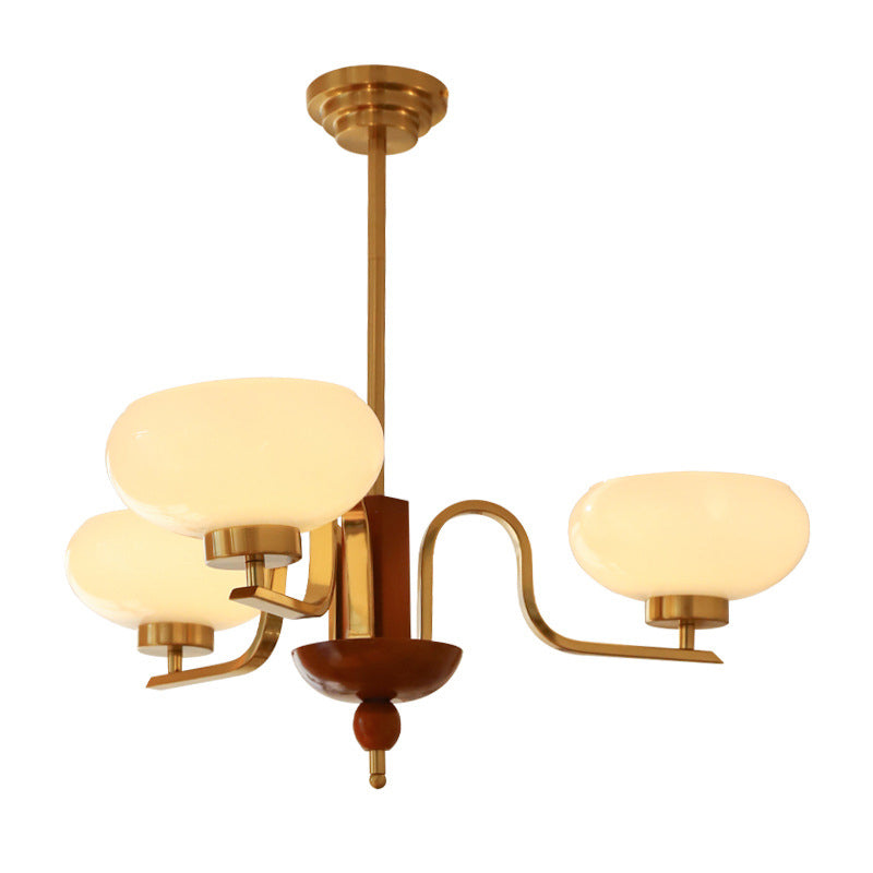 Antique Bronze Metal Glass Oval Round Chandelier for Living Room