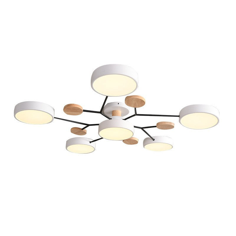Scandinavian Round LED Semi-Flush Mount Light for Modern Living Room