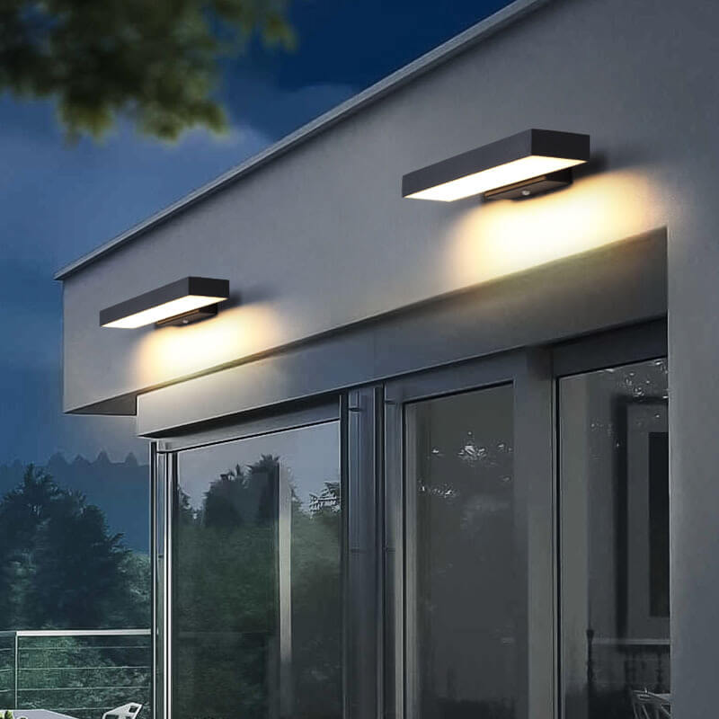 Minimalist Black Rectangular LED Outdoor Wall Sconce Lamp for Patios