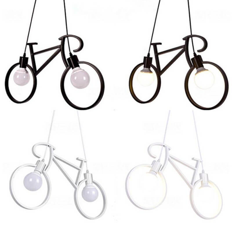 Modern Iron Bicycle-Shaped 2-Light Chandelier for Kids’ Room Decor