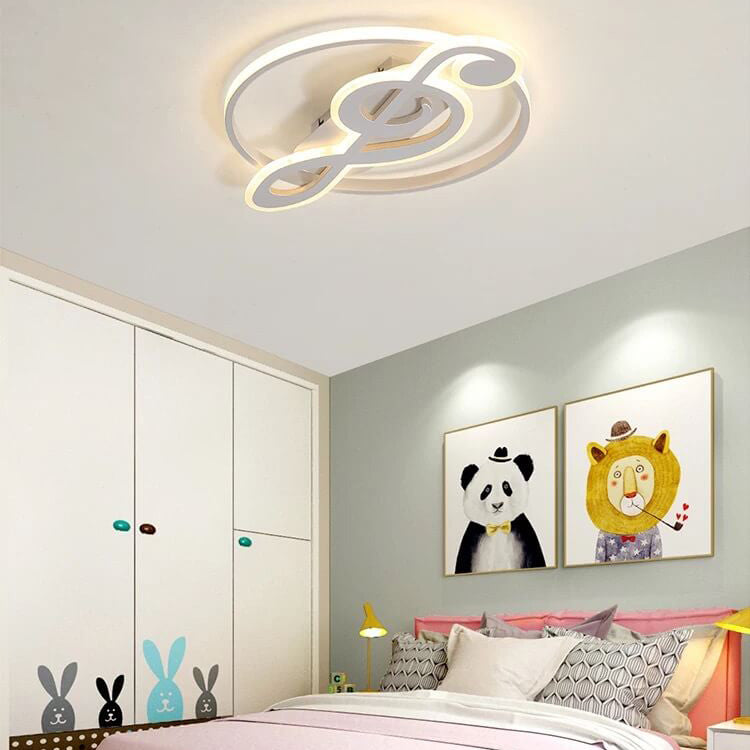 Nordic Style White Music Notes LED Flush Mount Light for Bedroom Hallway