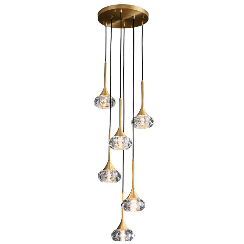 Elegant Brass Crystal Island Chandelier for Dining Room & Kitchen