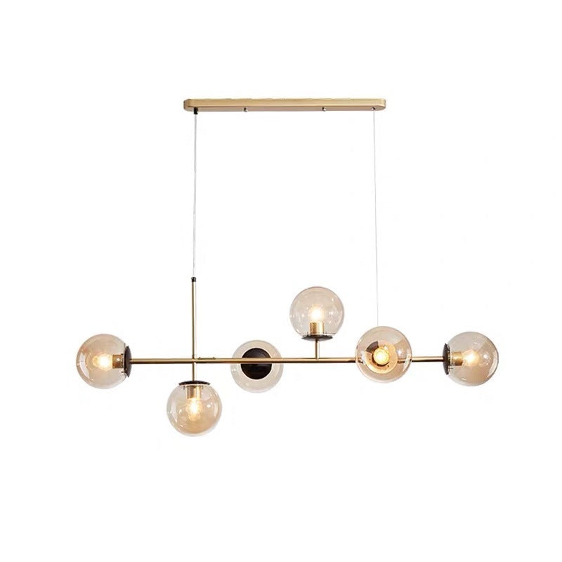 Modern Black Iron & Glass 6-Light Island Chandelier for Dining Room