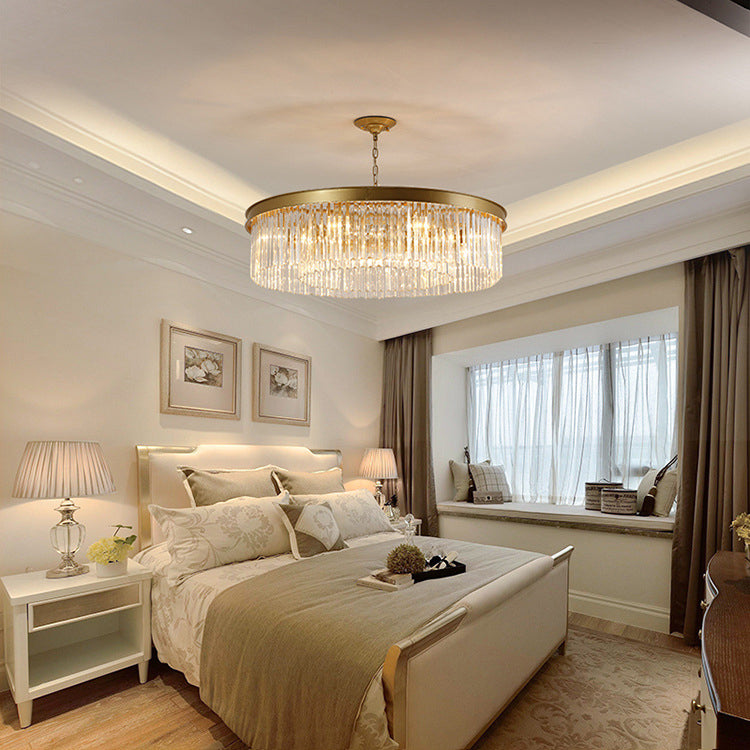 Modern Iron 8-Light Round Crystal Chandelier for Luxurious Living Room