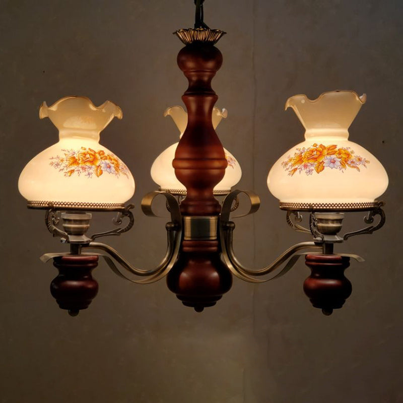 Rustic Iron and Wood 3-Light Candelabra Chandelier for Living Room