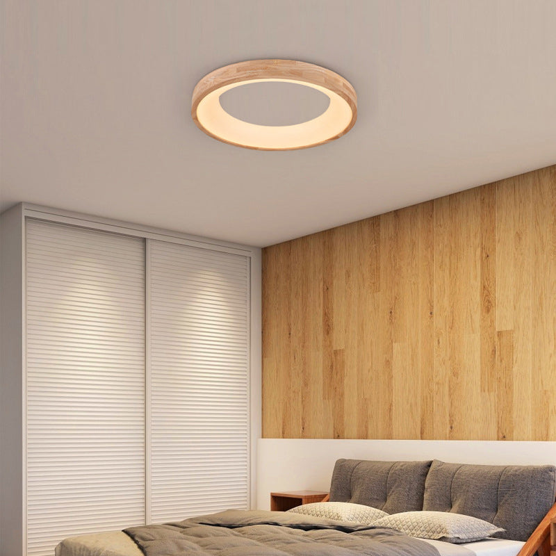 Scandinavian Style Natural Wood LED Flush Mount Ceiling Light for Hallway