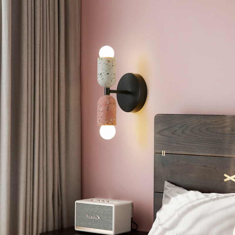 Modern Wabi-Sabi Iron & Cement 2-Light Wall Sconce for Living Room
