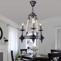 Rustic Iron and Hemp Rope Round Candelabra Chandelier for Living Room