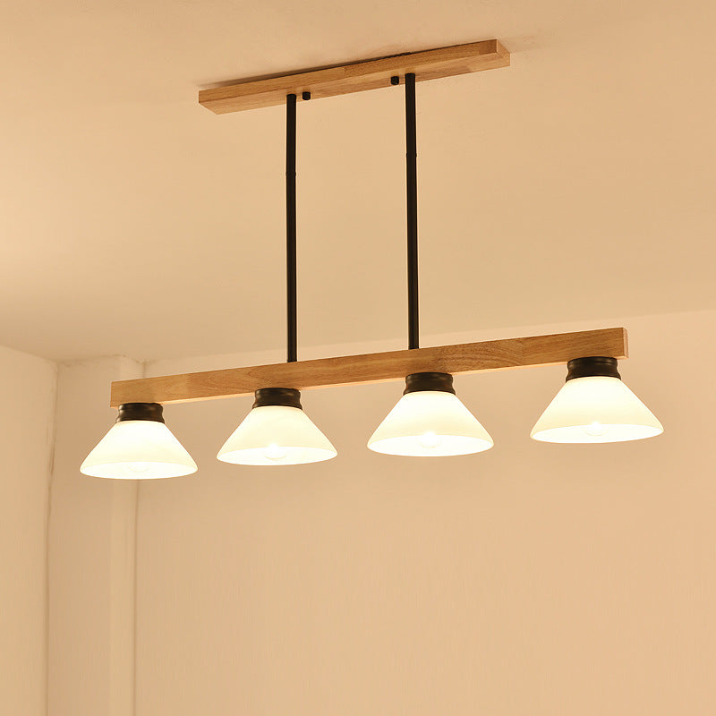 Nordic Pine Wood Cone Pendant Chandelier for Kitchen Island Lighting
