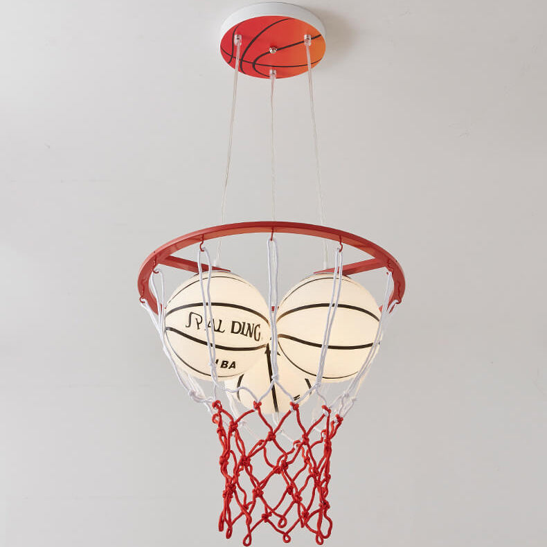 Whimsical Colorful Cartoon Basketball 3-Light Kids Chandelier Fixture