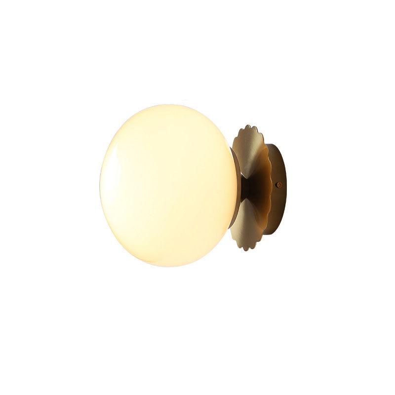 Rustic Industrial Black Iron and Glass Round Wall Sconce Lamp for Hallway