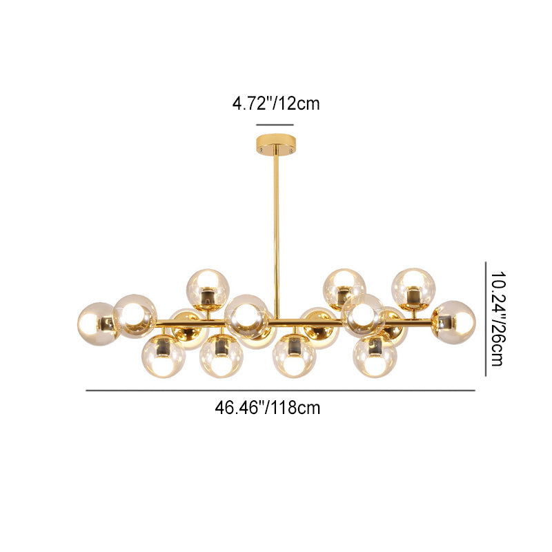 Modern Scandinavian Iron and Glass 16-Light Round Globe Chandelier for Dining Room
