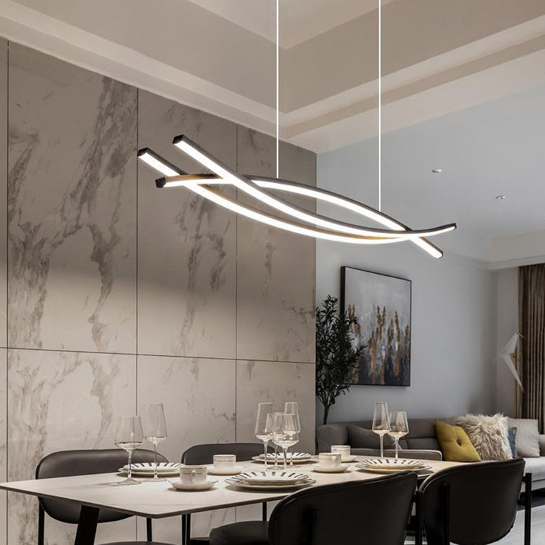 Sleek Aluminum Wave Arch LED Chandelier for Modern Dining Room Decor