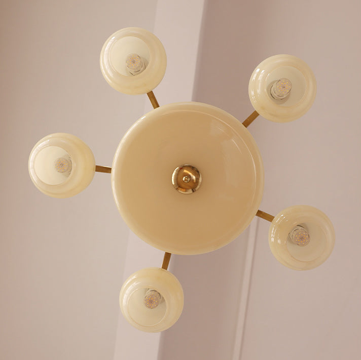 Mid-Century Modern Iron and Glass Orb Chandelier for Living Room 4/6/8 Light