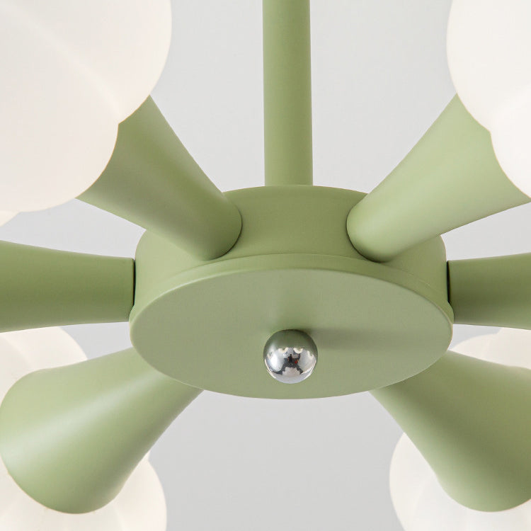 Minimalist Cream Iron & Glass Flower Chandelier for Living Room 4/6 Light