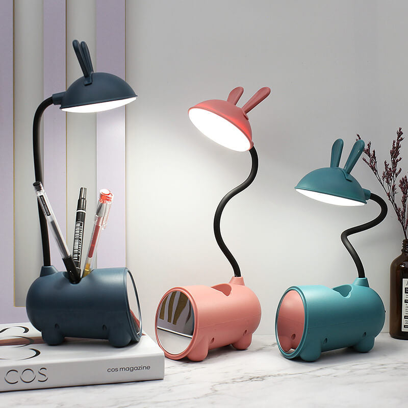 Whimsical White Rabbit LED Touch USB Desk Lamp for Home Office Decor