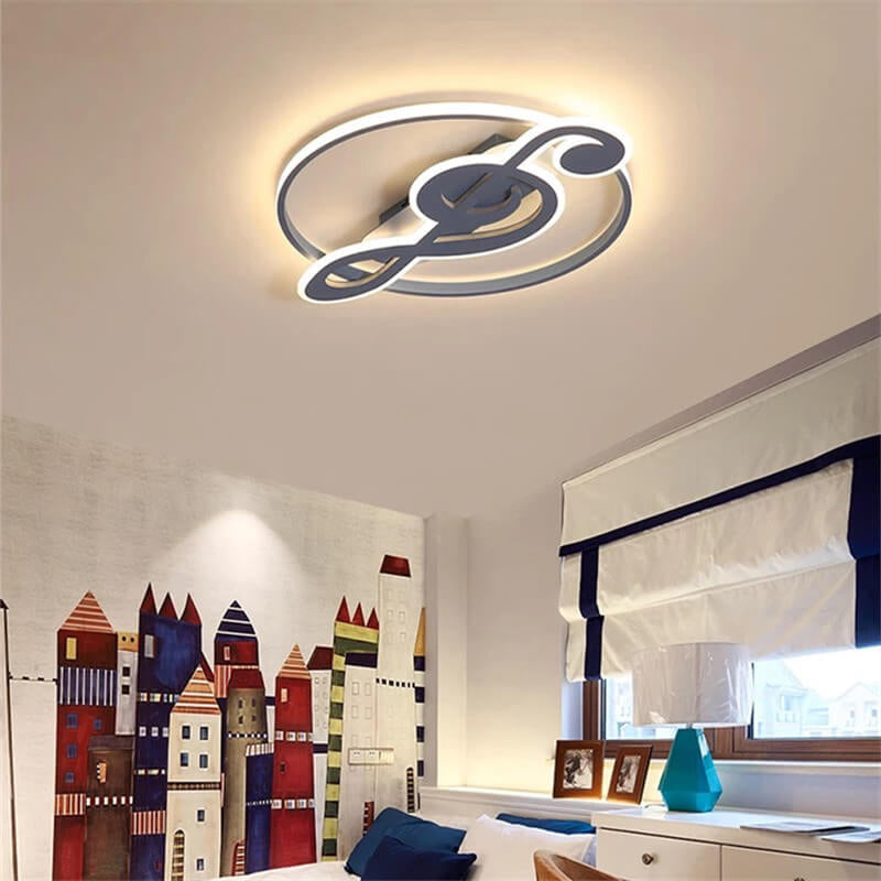 Nordic Style White Music Notes LED Flush Mount Light for Bedroom Hallway