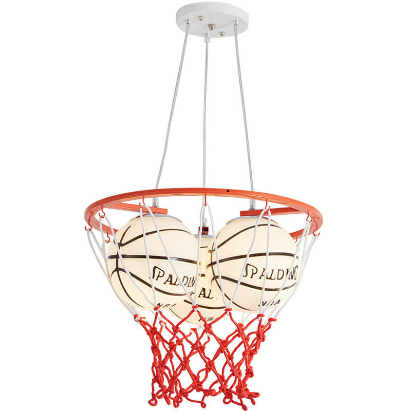 Whimsical Colorful Cartoon Basketball 3-Light Kids Chandelier Fixture