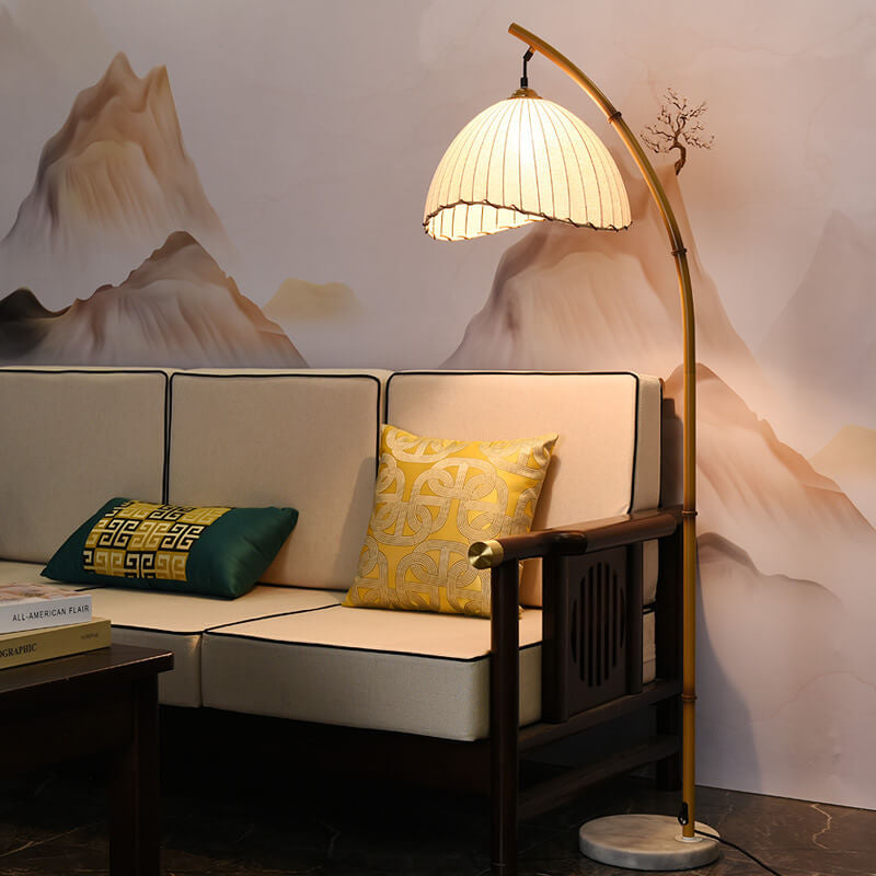 Vintage Bamboo Pole Floor Lamp with Warm Light for Living Room Decor