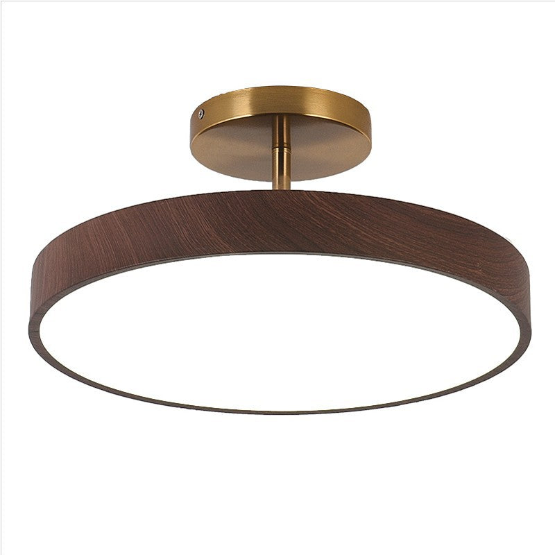 Natural Wood Grain LED Semi-Flush Mount Light for Wabi-Sabi Style Interiors