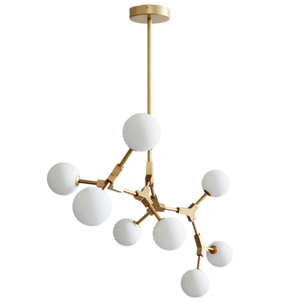 Scandinavian Glass & Iron Chandelier, 6/8 Lights for Modern Bedrooms