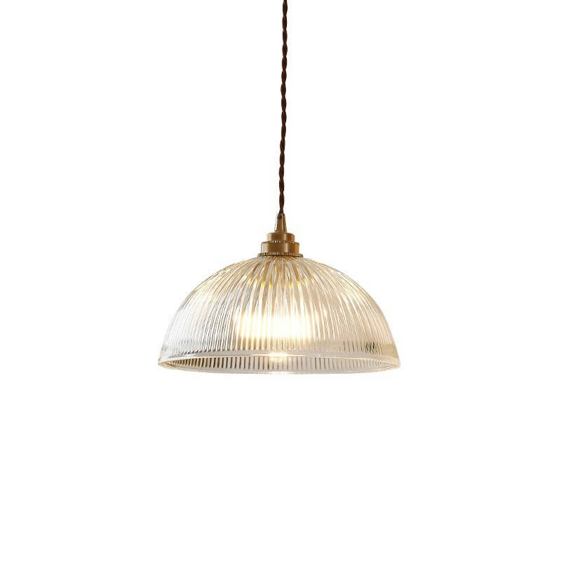 Sleek Clear Glass Dome Brass Pendant Light for Modern Dining Room