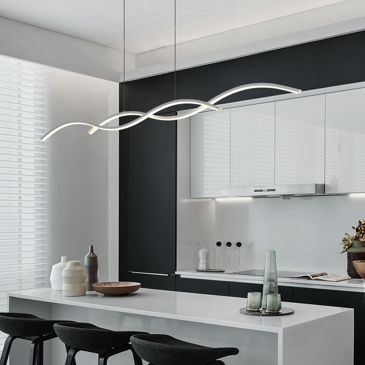 Nordic Minimalist LED Chandelier with Wave Design for Dining Room