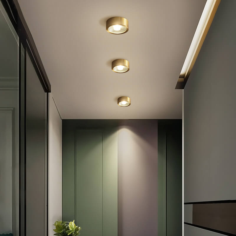Contemporary Ultra-Thin Copper LED Flush Mount Light for Hallway Decor