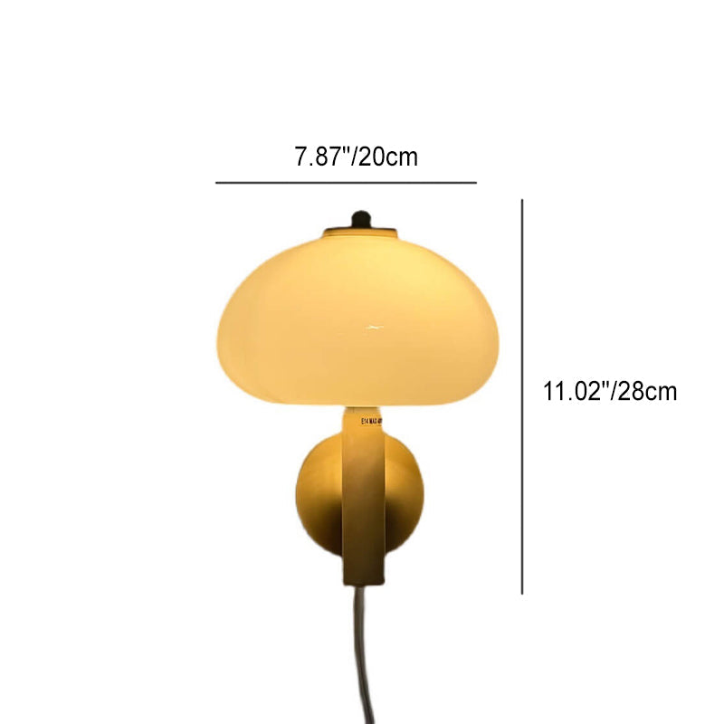 Nordic White Iron and Glass Dome 1-Light Wall Sconce for Bedroom Decor