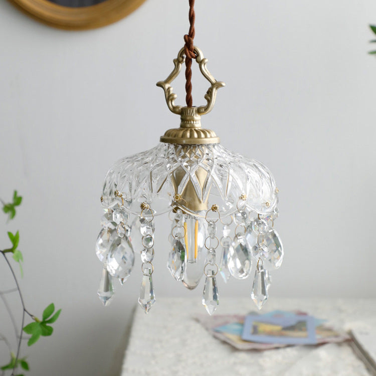 Elegant Vintage Floral Crystal Pendant Light Fixture for Dining Room