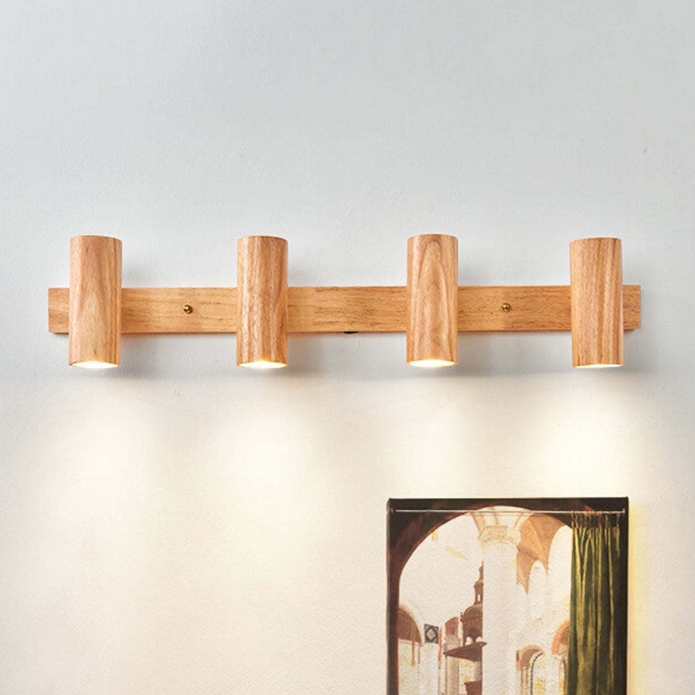 Sleek Minimalist Wooden Track Wall Sconce Lamp for Modern Living Spaces