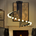 Vintage-inspired Black Iron Helical Chandelier for Entryway Lighting