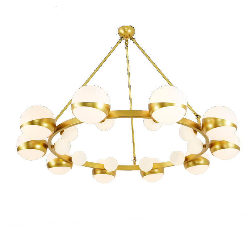Modern Gold Wrought Iron & Glass Ball Chandelier for Living Room