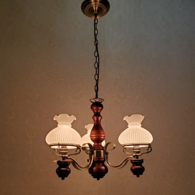 Rustic Iron and Wood 3-Light Candelabra Chandelier for Living Room