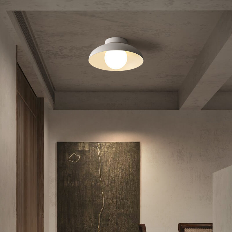 Nordic Wabi-Sabi Iron & Glass Semi-Flush Mount Light for Living Room