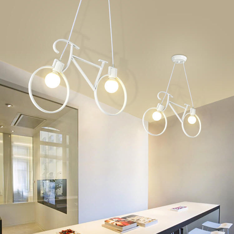 Modern Iron Bicycle-Shaped 2-Light Chandelier for Kids’ Room Decor