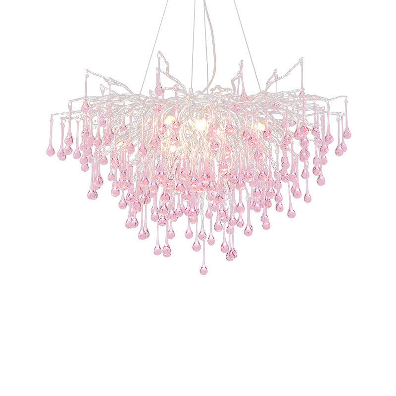 Modern Crystal LED Chandelier with Aluminum Branch Design for Dining Room