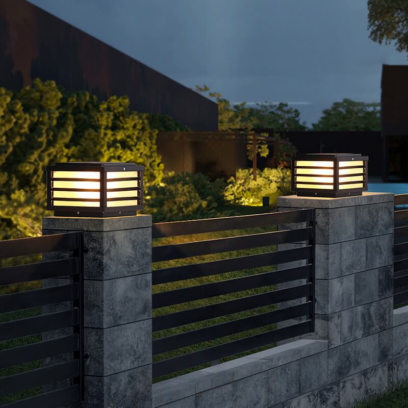 Sleek Black Solar-Powered Aluminum LED Post Light for Garden Landscape