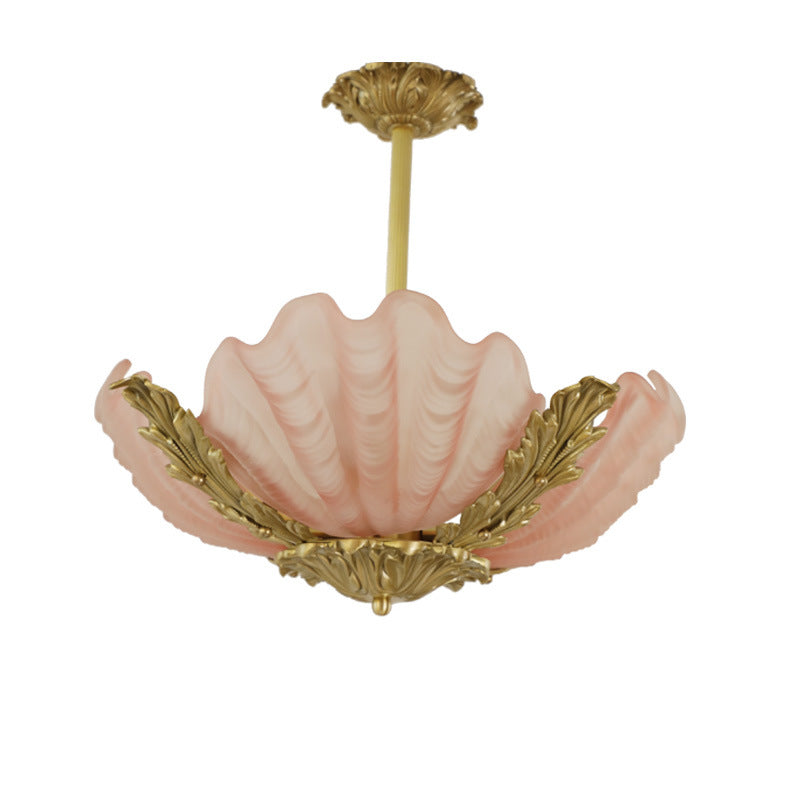 Elegant Brass Finish Art Deco Shell Chandelier for Living Room Lighting
