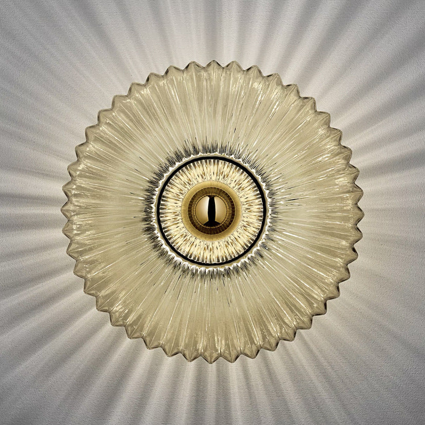 Nordic Iron & Glass Round Disc Wall Sconce Lamp for Modern Living Room